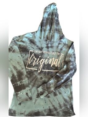 On Fire Tie-Dye “I’m Not Perfect But I am Original” Hoodie Size Med (10) UNISEX